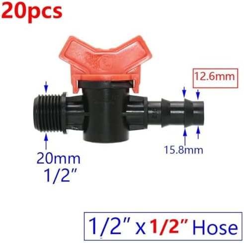 20pcs Drip Irrigation Valve 4/7 3/8/10/12/16/20 /25mm Pipe Garden Tap 1/2" 3/4" Male Thread Water Hose Barb Connector(M) - Image 2