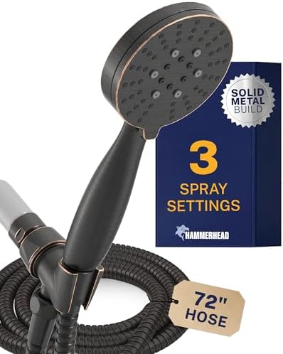 HammerHead Metal 3-Spray Shower Head with Handheld High Pressure, Long Hose by HammerHeadShowers