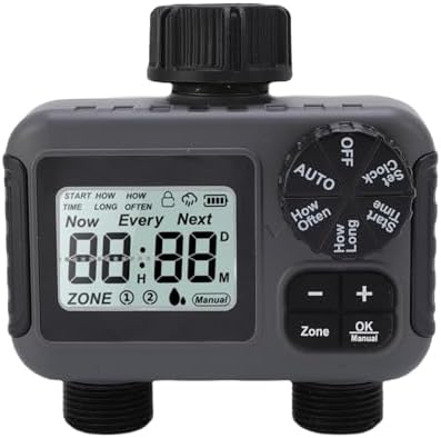 Water Timer for Garden Hose, 2 Zone IPX5 Sprinkler Timer, Programmable Garden Hose with Rain Delay Manual Watering for Lawn Yard by Unknown