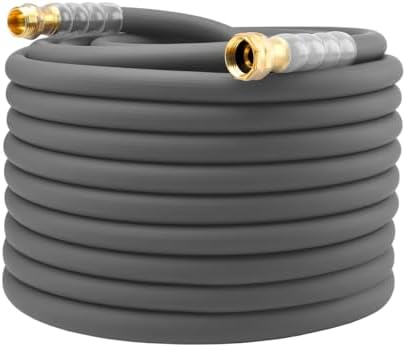 Heavy Duty Premium Garden Hose 125ft x 5/8", 300PSI Working, 1000PSI Burst, Hybrid Rubber Water Hose with Transparent Swivel Handle - Hot/Cold Water - Five Layered Braiding with Brass fittings (Grey) by Unknown