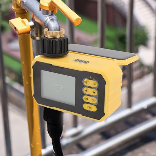 Zunate Solar Water Timer for Garden Hose, Adjustable Panel Rain Sensor Programmable Sprinkler Timer with Child Lock Screen, Automatic Irrigation Controller for Lawn Plants Outdoor - Image 3