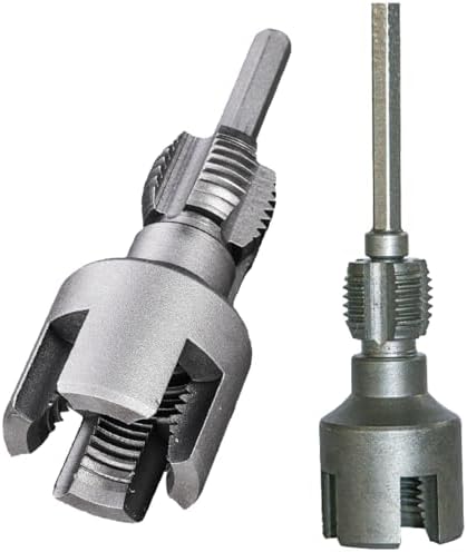 Pipe Thread Cutting Tool, Electric Drill Compatible Pvc Pipe Threader Kit, Thread Trimming and Angle Bolt Repair Tool, Garden Hose Thread Die, 1/2", 3/4" (A+B) - Image 2