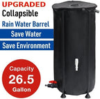 Japard 16 Inch Slim Rain Barrel Water Tank Collapsible Indoor Outdoor 26 Gallon Rainwater Storage from Gutter Upgraded Leakproof Spigot Downspout Catcher with Filter Black 100L - Image 2