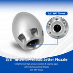 3/8" NPT Sewer Jetter Nozzle, Stainless Steel, 3000 PSI, 40 L/Min - Image 3