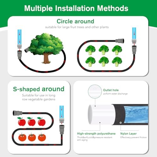 Thickened Flat Soaker Hose 100 ft, Flat Drip Irrigation Hose for Garden, 100/50/25 ft Lawn & Patio Watering System - Heavy Duty, Leak Proof, Flexible, Easy Setup(100FT(50 * 2)) - Image 6