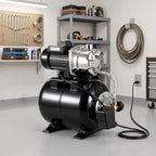 Jojoka Self-Priming Shallow Well Jet Pump w/Pressure Tank - 1.6 HP 115V, 1320 GPH Water Booster, Auto Pressure Switch, Stainless Steel - Home Supply/Irrigation/Sprinklers - Black by Jojoka