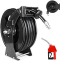 3/4" x 50ft Diesel Fuel Hose Reel Black, Heavy Duty Retractable Hose Reel Spring Driven Auto Swivel 300PSI Fuel Line Transfer Hose with Fueling Nozzle for Tank Truck Trailer Boat Cart by FADHOLE
