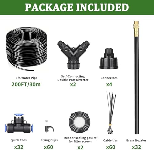 200Ft 1/4” Drip Irrigation System – Drip Irrigation Kit & Garden Watering System with 32 Pcs 360° Adjustable Copper Nozzles, Automatic Mist Spray for Raised Bed, Lawn, Garden & Potted Plants - Image 6