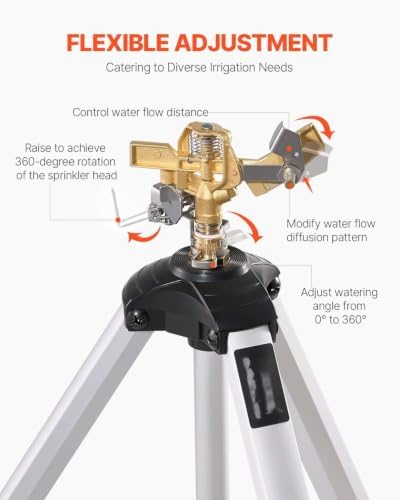 Heavy Duty Tripod Water Sprinkler for Large Yard, Adjustable Brass Impact - Image 6
