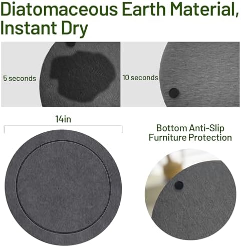 MUDEELA Diatomaceous Earth Instant Drying Plant Saucers, 14 Inches, 2 Pack - Image 2