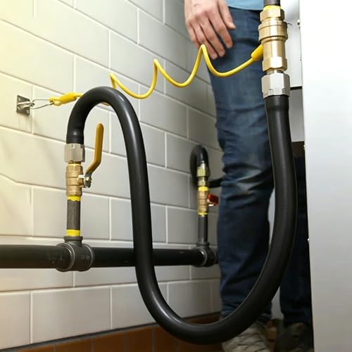 Safety System Kit, 3/4" id natural gas line hose, 48" commercial kitchen gas line hose, mobile gas connector hose kit with 2 elbow fittings, 3/4 gas flex line (48INCH-Black) - Image 2