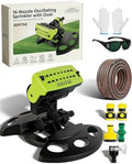 2026 Upgraded 16-Nozzle Oscillating Sprinkler with Dual-Zone Sprinkler Water Timer Heavy Duty Yard Irrigation Adjustable Rotating Lawn Coverage Tool for Outdoor Plants Automatic(1PC Green) by Unknown