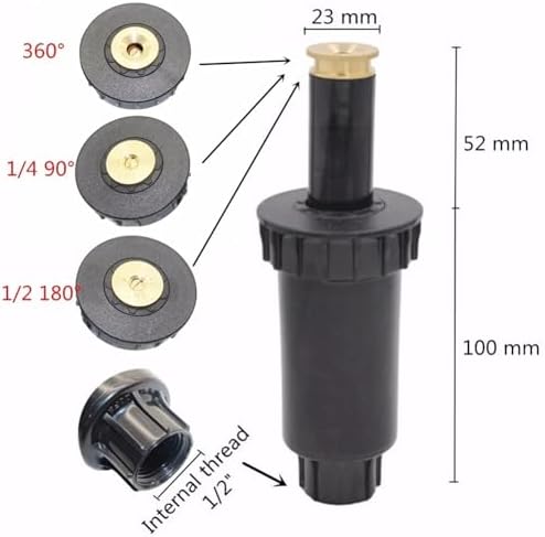 Pop Up Sprinkler 2Pcs 1/2 Inch Female Thread 90/180/360 Degree Irrigation Sprinkler Farm Refraction Nozzle for Lawn, Yard(Type 6) - Image 3