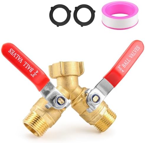 Hose Splitter 2 Way Heavy Duty, 3/4 Inch GHT Thread Y Valve Connector with Stainless Steel Long Handle, Full Flow Garden Brass Hose Splitter for Outdoor Watering, Irrigation, Washing by EverZenHub