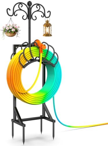 Garden Water Hose Holder Freestanding with Shepherds Hooks for Outside by Unknown