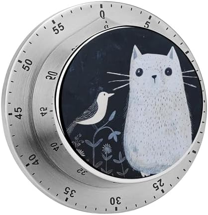 Mechanical Kitchen Timers for Cooking,Indigo Animal Printed 60 Minute Magnetic Countdown Timer,Cute Cooking Timers with Alarm,Stainless Steel Time Timer Manual No Batteries Required by Unknown