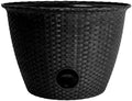The HC Companies Woven Garden Hose Holder - Lightweight Plastic Decorative Water Hose Holder w/100-Foot Capacity - Garden Hose Pots for Outside (18”, Black, Pack of 1) by TheHCCompanies
