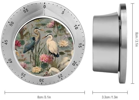 Herons Birds Water Lilies Kitchen Timer for Cooking Mechanical Rotating Alarm Countdown Countup Timers - Image 2