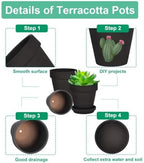 vensovo 4 Inch Black Terracotta & Clay Pots with Saucer, 6 Pack - Image 3