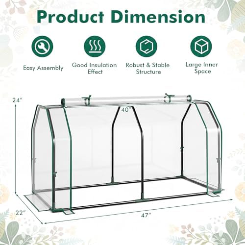 Happygrill Portable Mini Greenhouse w/Roll-up Zipper Door & PE Cover - Image 7
