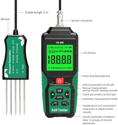 Digital N P K Sensor 9 in 1 Soil Tester PH EC Meter Temperature Moisture Salinity Fertility Detector Analyzer for Garden - Image 5