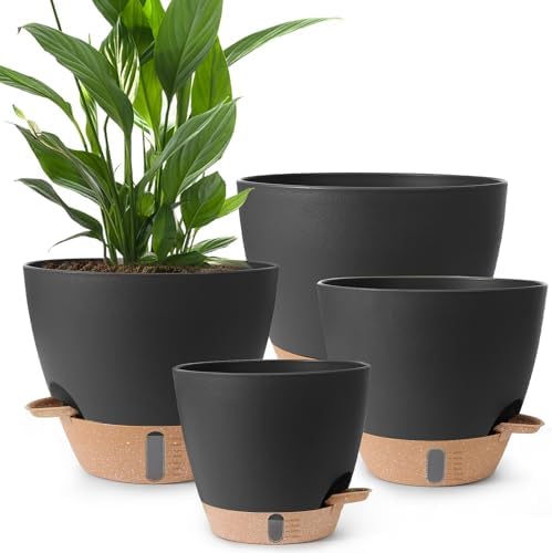 Self Watering Pots for Indoor Plants 12/10/9/8 Inch Plastic with Reservoir by Unknown