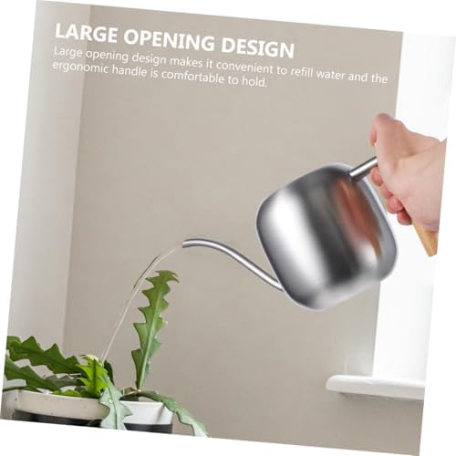 HANABASS 1200ml Long Spout Watering Can Indoor Plant Watering Can Metal Small for Indoor Plants (Silver) - Image 4