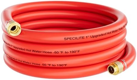 SPECILITE 1" x 25FT Hot/Cold Rubber Garden Water Hose, -50℉-190℉, Red by SPECILITE