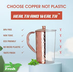 Pure Copper Hammered Water Jug with 2 Tumblers Set | Copper Water Pitcher | 50.7 fl oz Capacity - Image 6