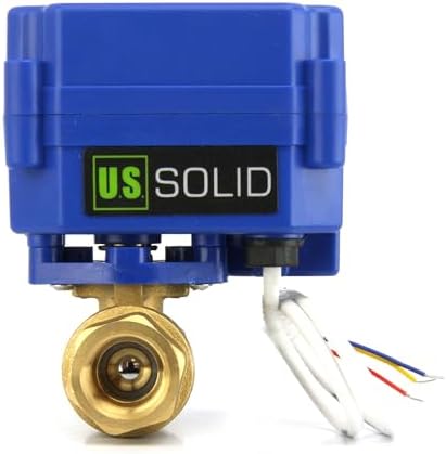 U.S. Solid 1/2" NTP Brass Motorized Ball Valve, Full Port, 9-24V AC/DC, 3-Wire Latching (Self-Hold) Control by USSolid