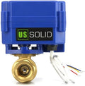 U.S. Solid 1/2" NTP Brass Motorized Ball Valve, Full Port, 9-24V AC/DC, 3-Wire Latching (Self-Hold) Control by USSolid