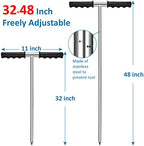 GADFISH Stainless Steel Soil Probe Rod,32-48 Inch Hight Adjustable Ground Rod Tool with T-Handle for Locating Septic Tanks,Underground Pipes,Water Lines,Graves and Gopher Runs - Image 2