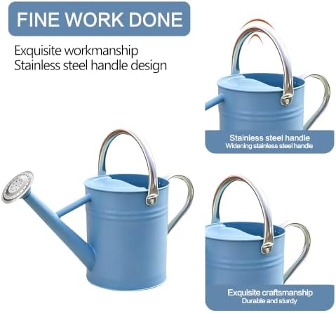 Metal Watering Can for Outdoor and Indoor Plants, Watering Can Decor, 1 Gallon (Blue) - Image 3