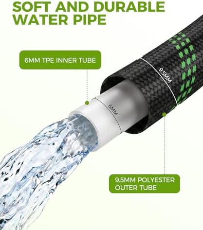 50ft Garden Hose，Non-Expandable Water Hose with 8 Function Spray Nozzle, Burst-Resistant，Kink-Free，Lightweight，Durable & Flexible 3/4" Garden Hose for Gardening, Yard，Lawn, Car Washing - Image 3