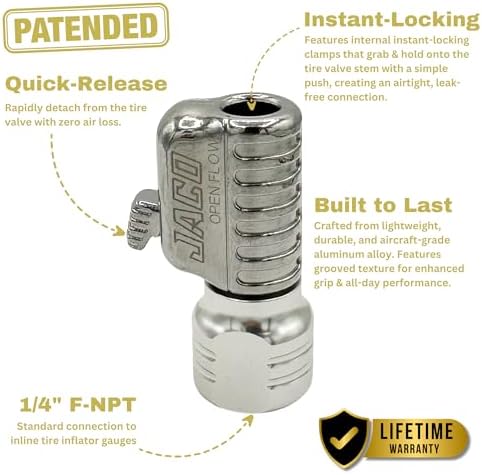JACO Lightning S2 Quick-Connect Tire Air Chuck - 1/4" F-NPT (Open Flow) (2-Pack) - Image 2