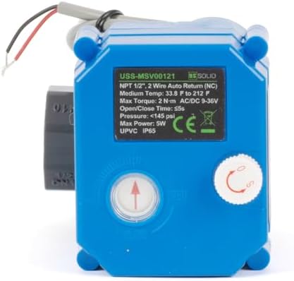 U.S. Solid 1/2" UPVC Motorized Ball Valve, 9-36V AC/DC Electric Water Valve with Manual Override, 2-Wire Auto Return Failsafe, Normally Closed, Lead-Free for Drinking Water & Home Automation - Image 7