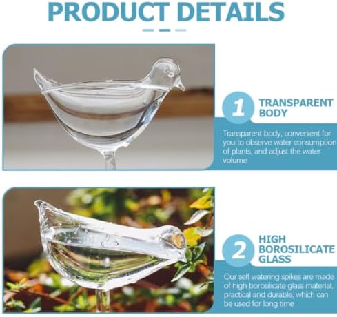 POPETPOP 4pcs Glass Self Watering Globes for Indoor Plants Creative Decorative Plant Waterer with Day Drip Irrigation Automatic Self-Watering Device for Home Garden and Travel - Image 3