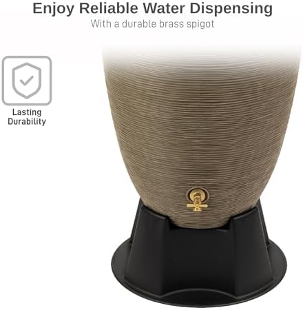 RTS Home Accents 50-Gallon Newport Rain Barrel with Stand and Removable Lid, Sandstone Color - Image 5