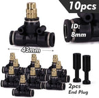 Adjustable Misting Nozzle with Tee Adapter - Brass & Plastic Irrigation Sprayer for 6/8/10/12mm Hose Perfect for Garden Watering and Cooling Systems(For 8mm Tubing) - Image 2
