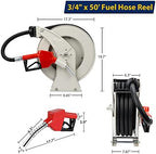 Fuel Hose Reel 3/4" x 50', Retractable Diesel Reel with Nozzle - Image 2