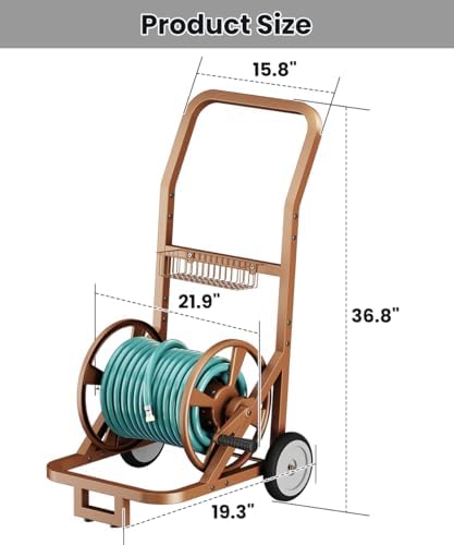 Artigarden Garden Hose Reel Cart with Wheels, Outdoor Water Hose Reel Brown - Image 6