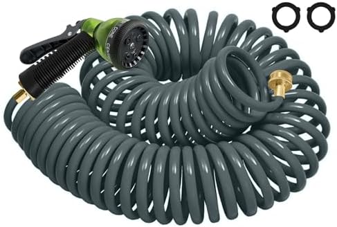 Coil Hose 50FT EVA Coil Garden Hose With 3/4'' Brass Connector by Garden
