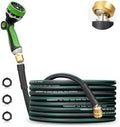 HOMEIDEAS 25 ft Rubber Garden Hose with Nozzle - Newly Leak-proof & Kink-free Design | Freely Rotational Spherical Ball Joint, Anticorrosive 3/4" Brass Fittings - Perfect for Outdoor Watering by HOMEIDEAS