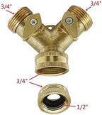 Garden Hose Fittings 1/2" Female Thread to 3/4" Female Thread Y-Shaped Valve Two-Way Manifold Faucet Plumbing Fittings - Image 3
