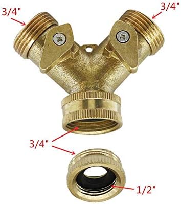 Garden Hose Fittings 1/2" Female Thread to 3/4" Female Thread Y-Shaped Valve Two-Way Manifold Faucet Plumbing Fittings - Image 3