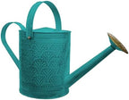 Headwind Aurora 2 Gallon Metal Watering Can, Large Watering Can Outdoor for Garden Plants, Brass Rose Shower Head, Vintage Embossed Galvanized Steel – Surf Blue by Headwind