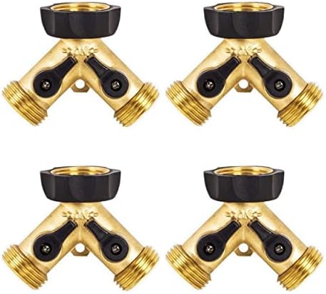Underhill Outlet Splitter Adapter for Garden Water Hose, 3/4-Inch Hose Thread, Brass 4-Way Heavy-Duty with Shut Off Valve Control, A-HB4 by Underhill
