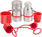 1/2’’ NPT Skid Steer Hydraulic Couplers, Bobcat Flat Face Quick Connect Fittings with 2PCS Dust Covers by ANCIMOON