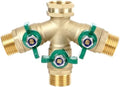 STYDDI Full Flow 3-Way Garden Hose Splitter, Solid Brass High Volume 3 Way Hose Splitter Valve with Metal Handle, Heavy Duty High Flow Spigot Splitter with Shut off Valve, 3/4 Inch Garden Tap Splitter by STYDDI