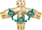 STYDDI Full Flow 3-Way Garden Hose Splitter, Solid Brass High Volume 3 Way Hose Splitter Valve with Metal Handle, Heavy Duty High Flow Spigot Splitter with Shut off Valve, 3/4 Inch Garden Tap Splitter by STYDDI